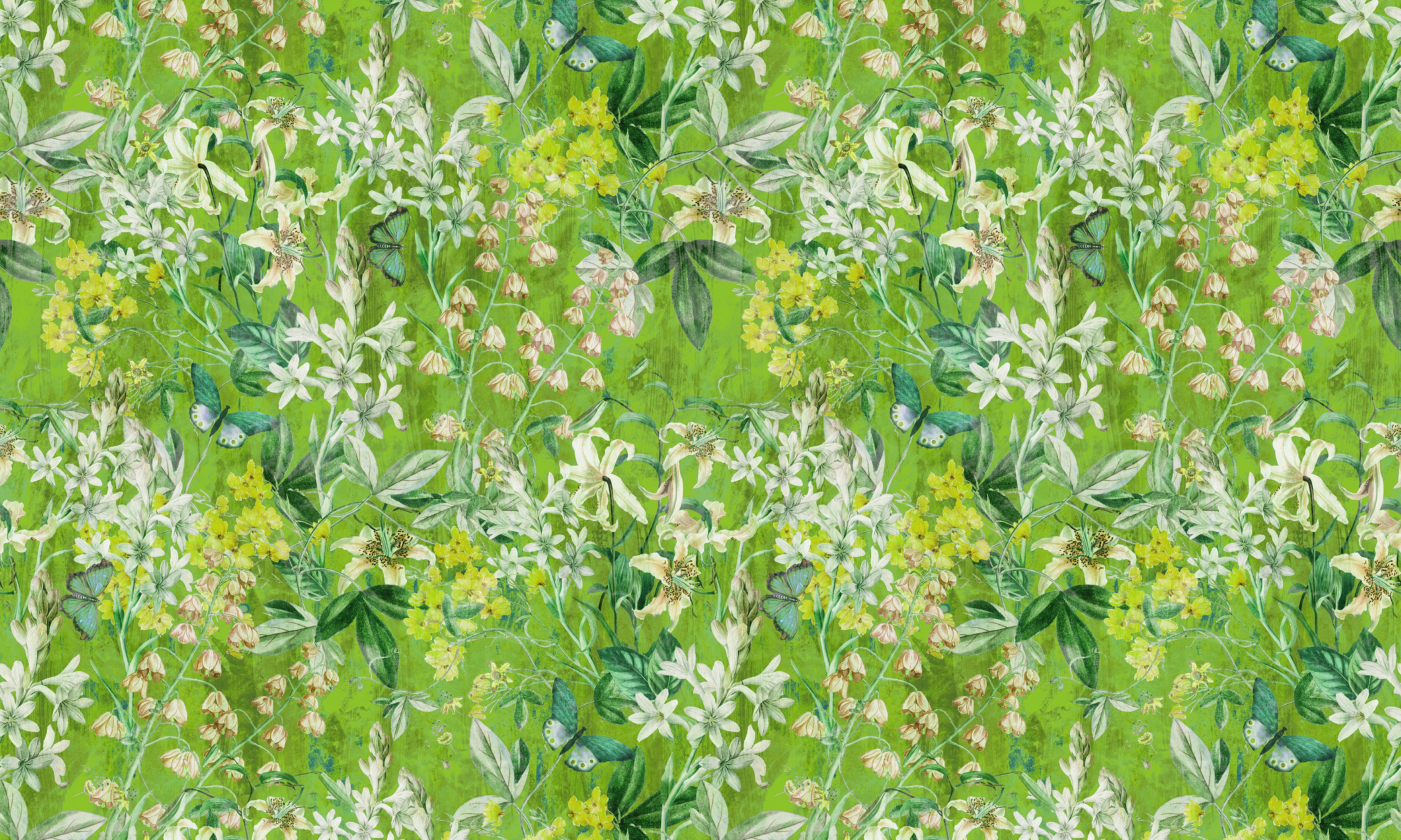 Premium Wallpaper Wall Mural - Spring Garden Lime Green