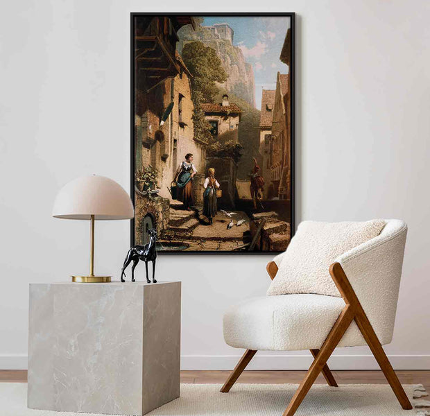 Floating Framed Canvas Art - The Hussar - Carl Spitzweg