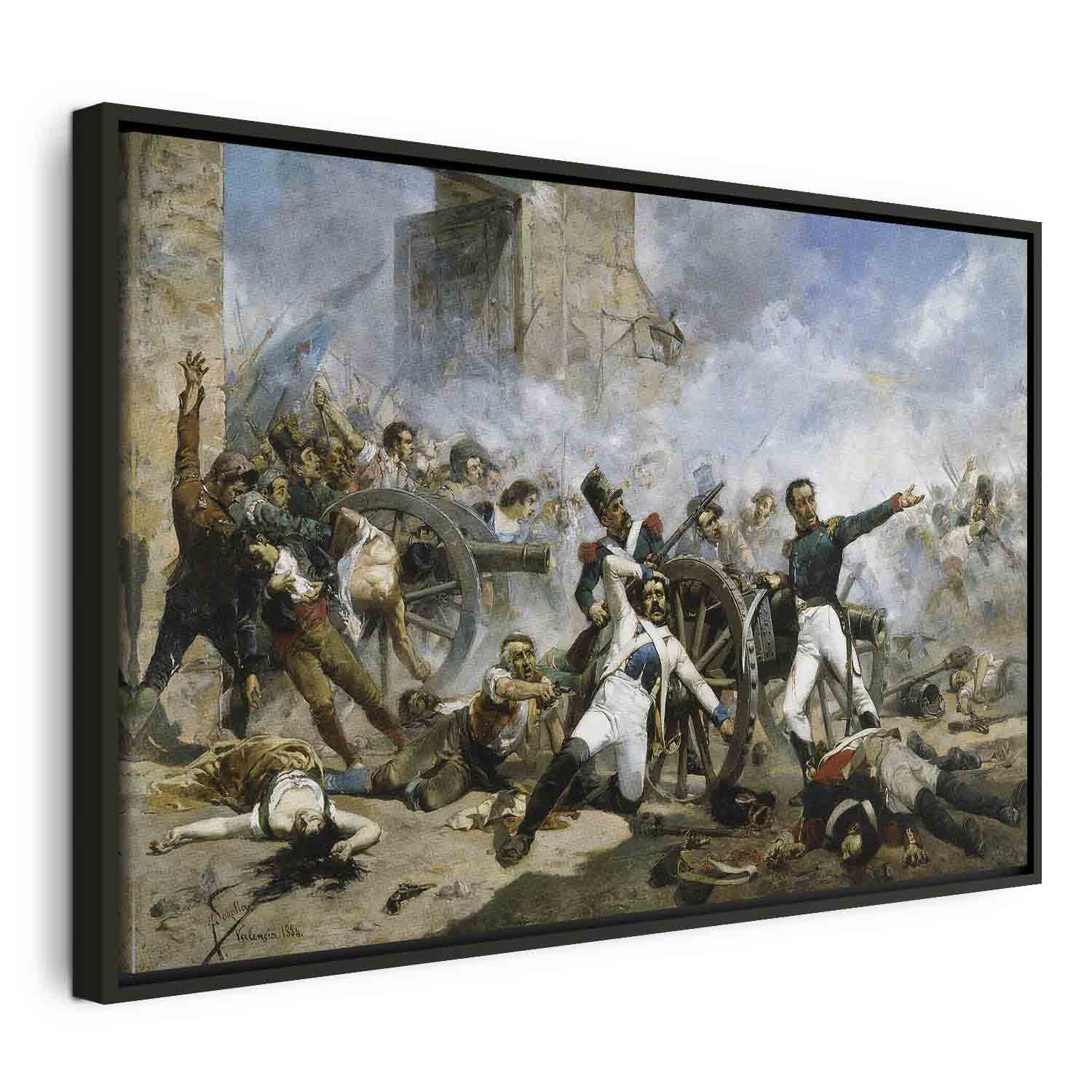 Floating Framed Canvas Art - The Death of Pedro Velarde y Santillán - Joaquín Sorolla y Bastida