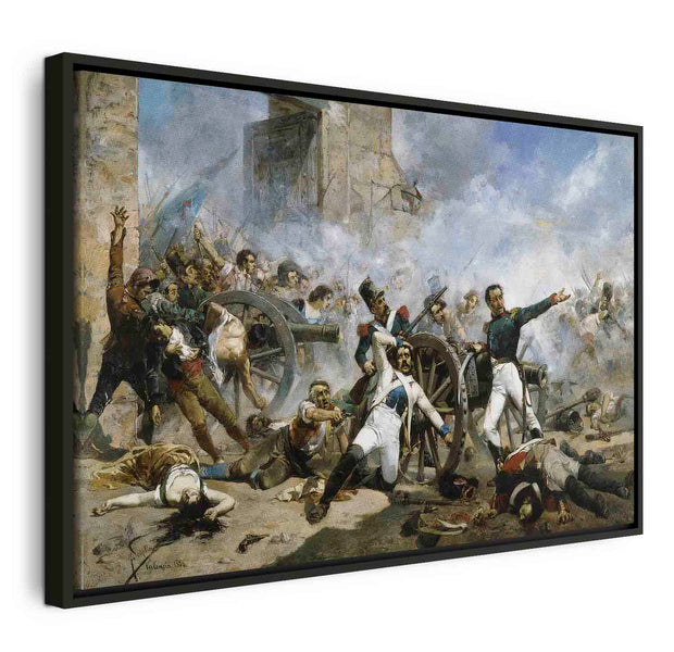 Floating Framed Canvas Art - The Death of Pedro Velarde y Santillán - Joaquín Sorolla y Bastida
