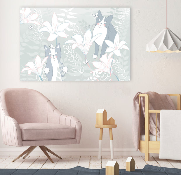 Cartoon Canvas Wall Art - Cat Matters Grey