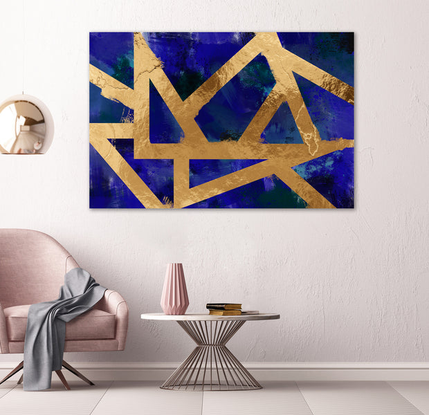 Abstract Canvas Wall Art - Golden Geometry