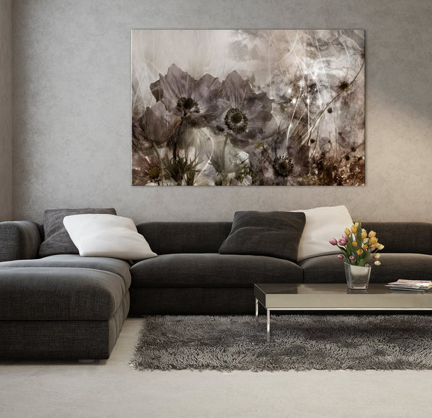 Floral Canvas Wall Art - Anemones in Sepia