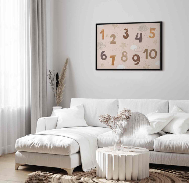 Floating Framed Canvas Art - Jumping Numbers