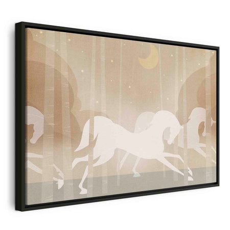 Floating Framed Canvas Art - Moon Horses