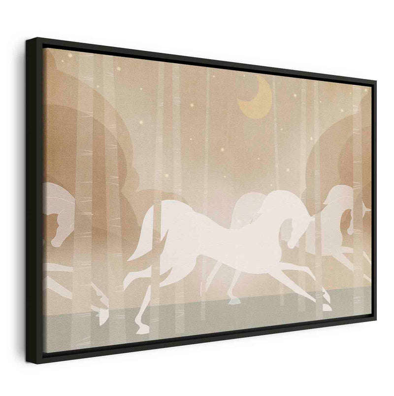 Floating Framed Canvas Art - Moon Horses