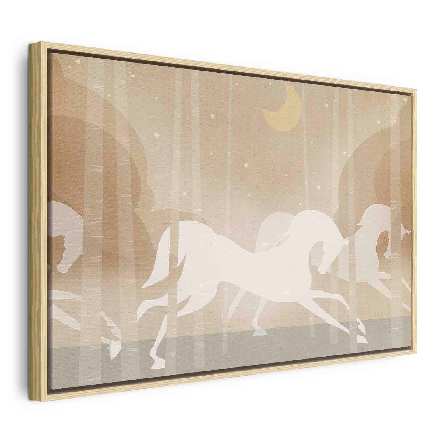 Floating Framed Canvas Art - Moon Horses