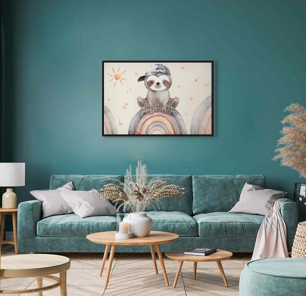 Floating Framed Canvas Art - Happy Sloth