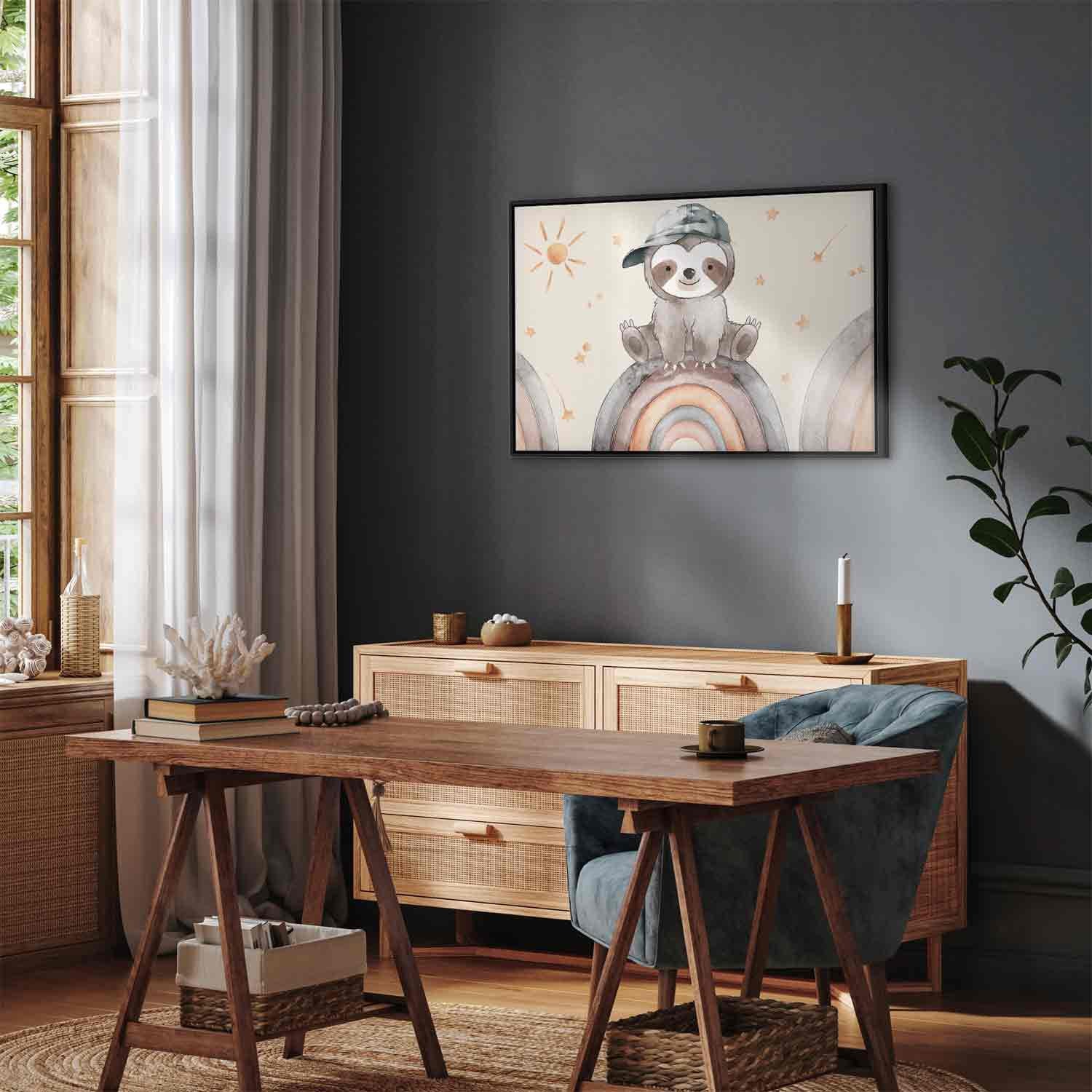 Floating Framed Canvas Art - Happy Sloth