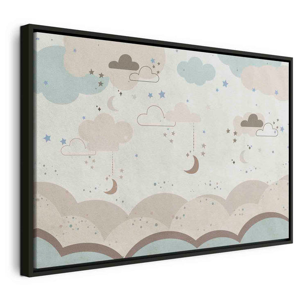 Floating Framed Canvas Art - Cloudy Night Sky