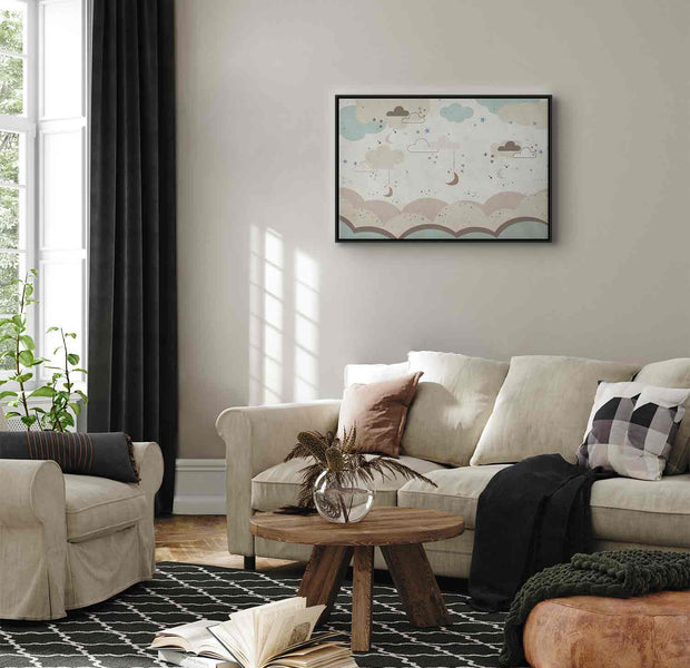 Floating Framed Canvas Art - Cloudy Night Sky