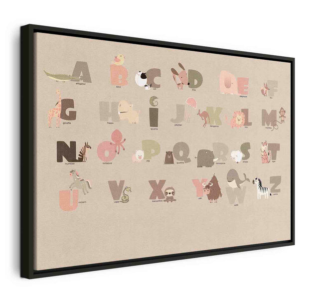 Floating Framed Canvas Art - Alphabet at the Zoo