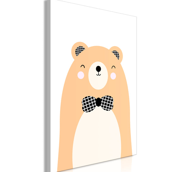 Cartoon Canvas Wall Art - Teddy Bear in Bow Tie