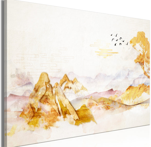 Abstract Canvas Wall Art - Golden Mountains