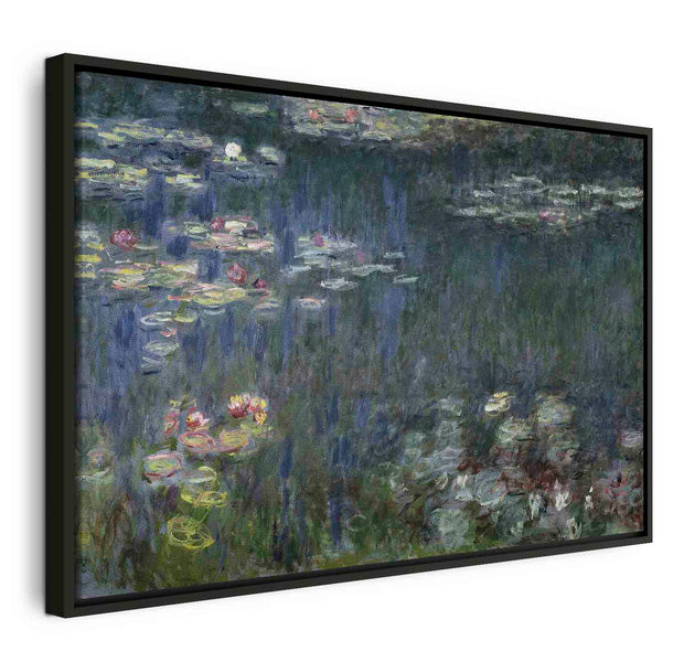 Floating Framed Canvas Art - Waterlilies Green Reflections - Claude Monet