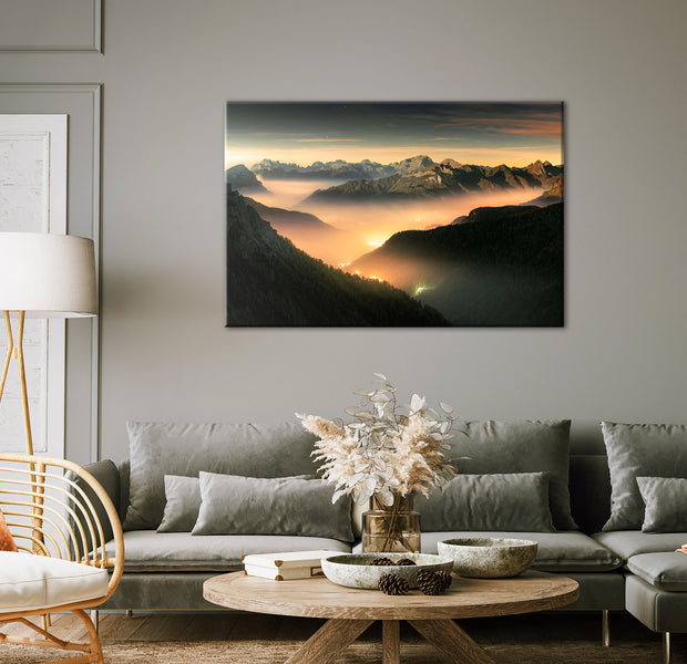 Landscape Canvas Wall Art - Mountain Night Breath