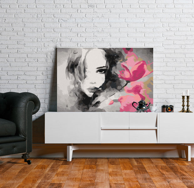 Paint By Numbers Kit - Portrait With A Pink Flower