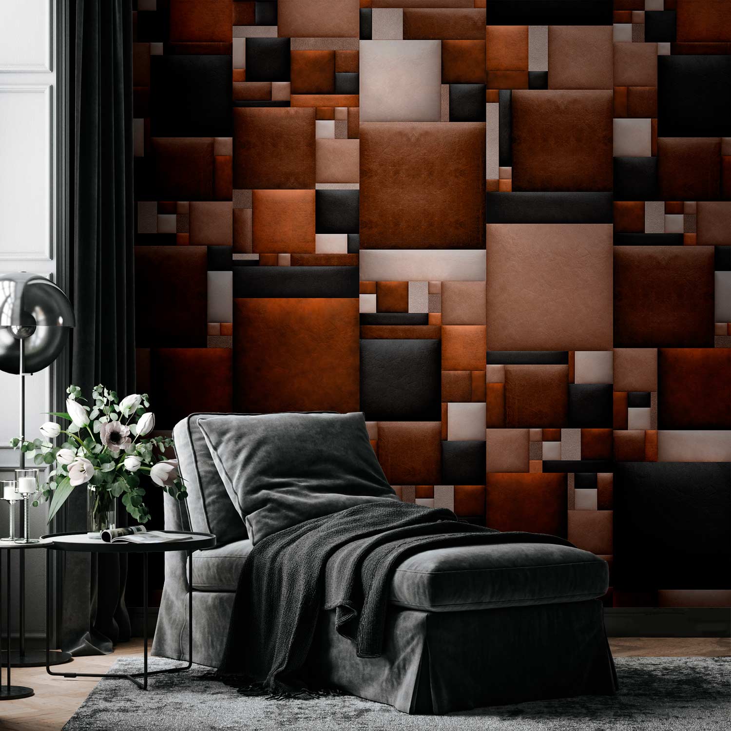 Repeating Wallpaper Roll - Leather Blocks