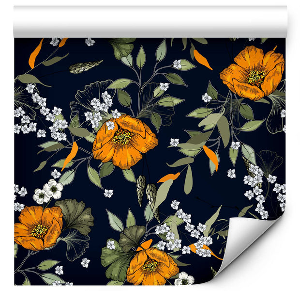 Repeating Wallpaper Roll - Orange Bloom