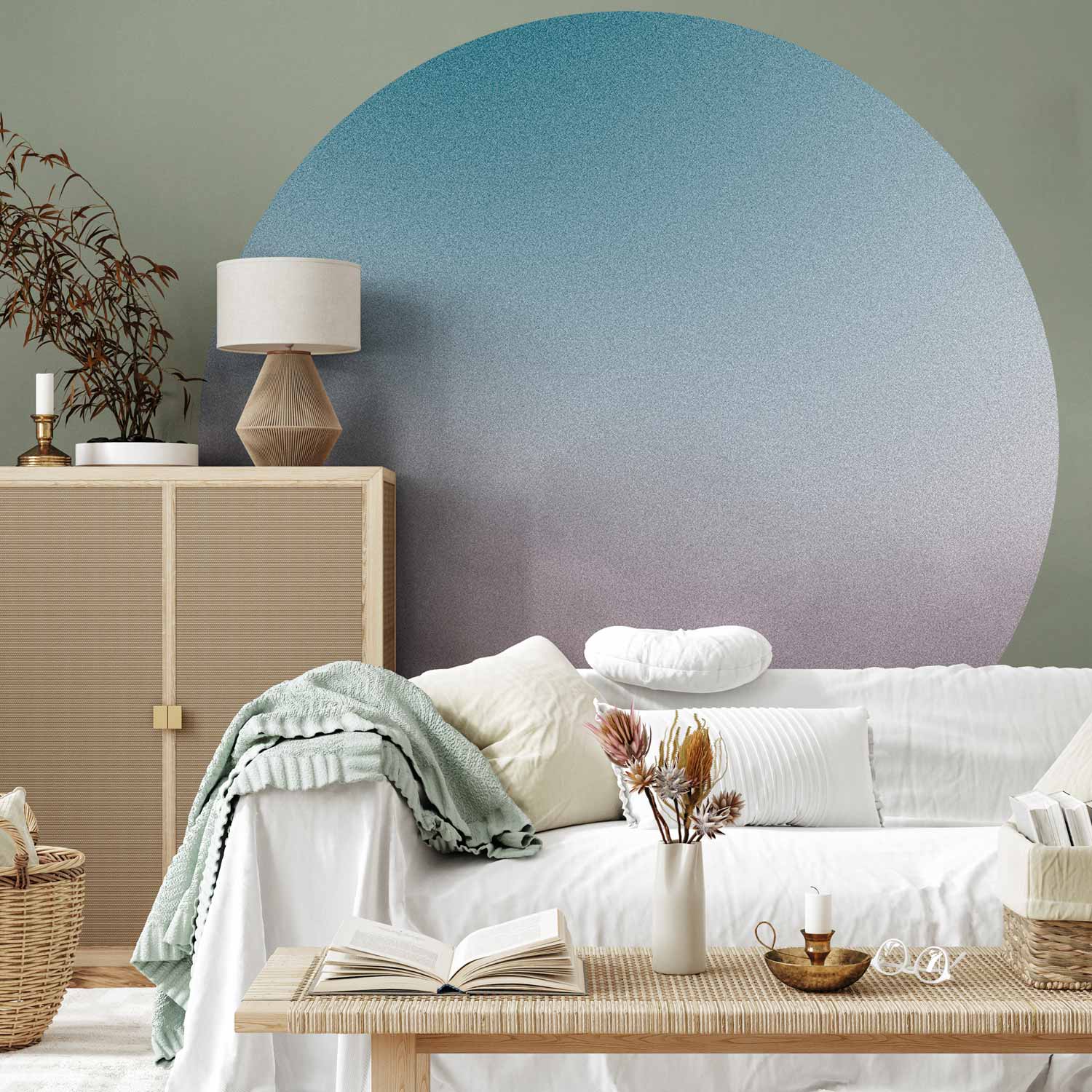 Round Wall Mural - Nostalgic Gradient – Gradient Composition In Muted Colours