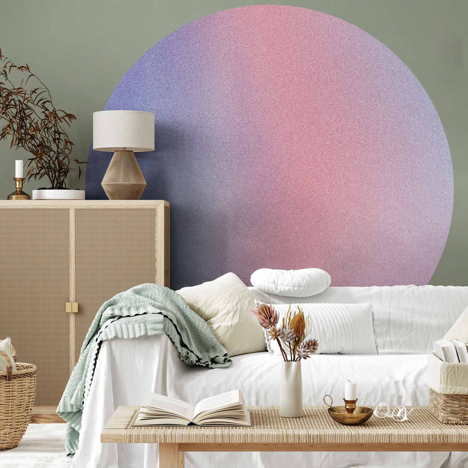Round Wall Mural - Rainbow Gradient - A Delicate Multicoloured Gradient Reminiscent Of Mist