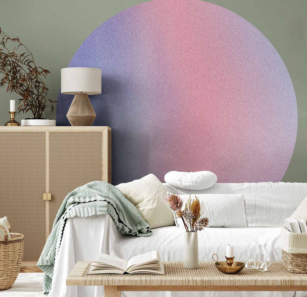 Round Wall Mural - Rainbow Gradient - A Delicate Multicoloured Gradient Reminiscent Of Mist