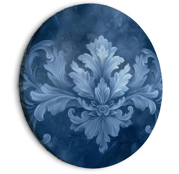 Round Canvas Print - Ornament in Blue and Cool Colors: Dark Blue Decoration