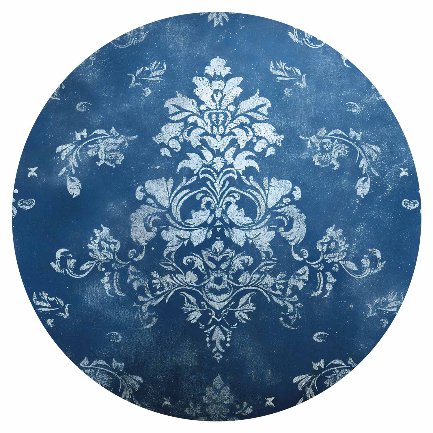 Round Wall Mural - Retro Ornament In Faded Blues