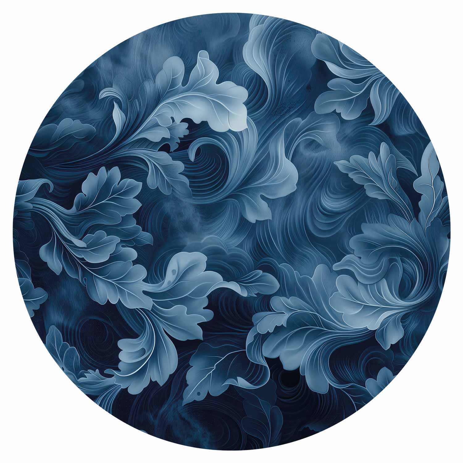 Round Wall Mural - Dense Dark Blue Abstract Ornaments