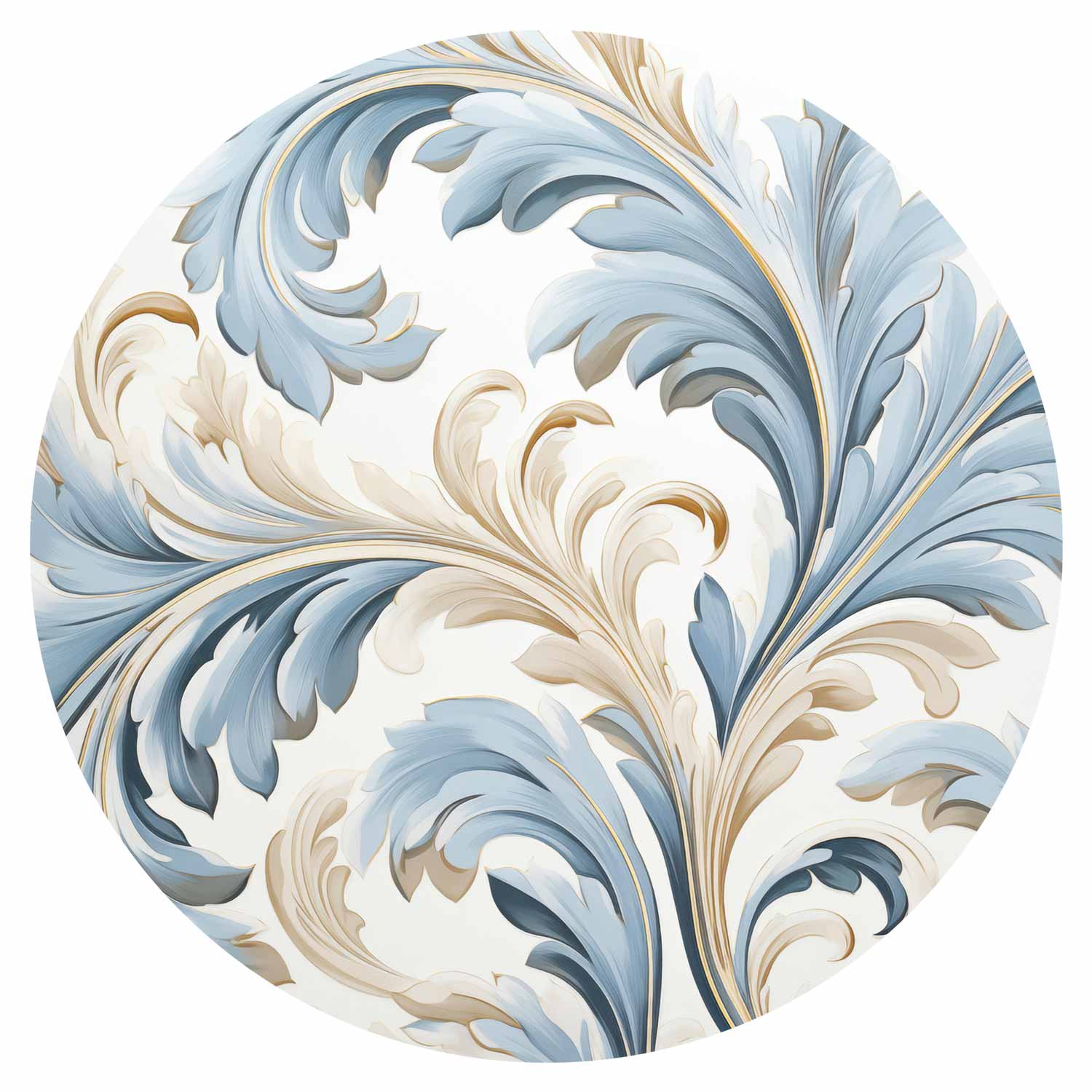 Round Wall Mural - Baroque Vine In Bright Colours