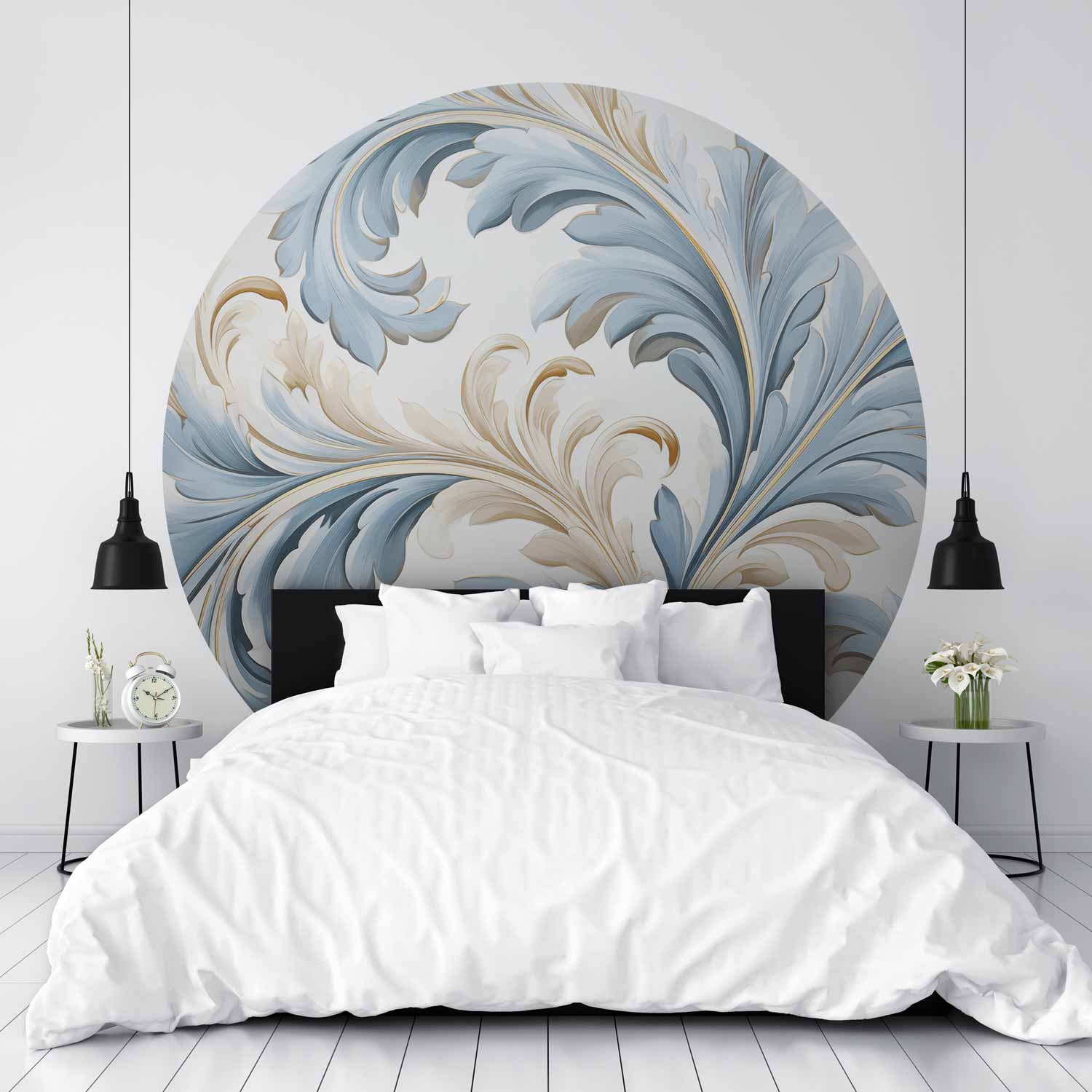 Round Wall Mural - Baroque Vine In Bright Colours