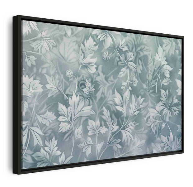 Floating Framed Canvas Art - Delicate Plant Pattern Turquoise