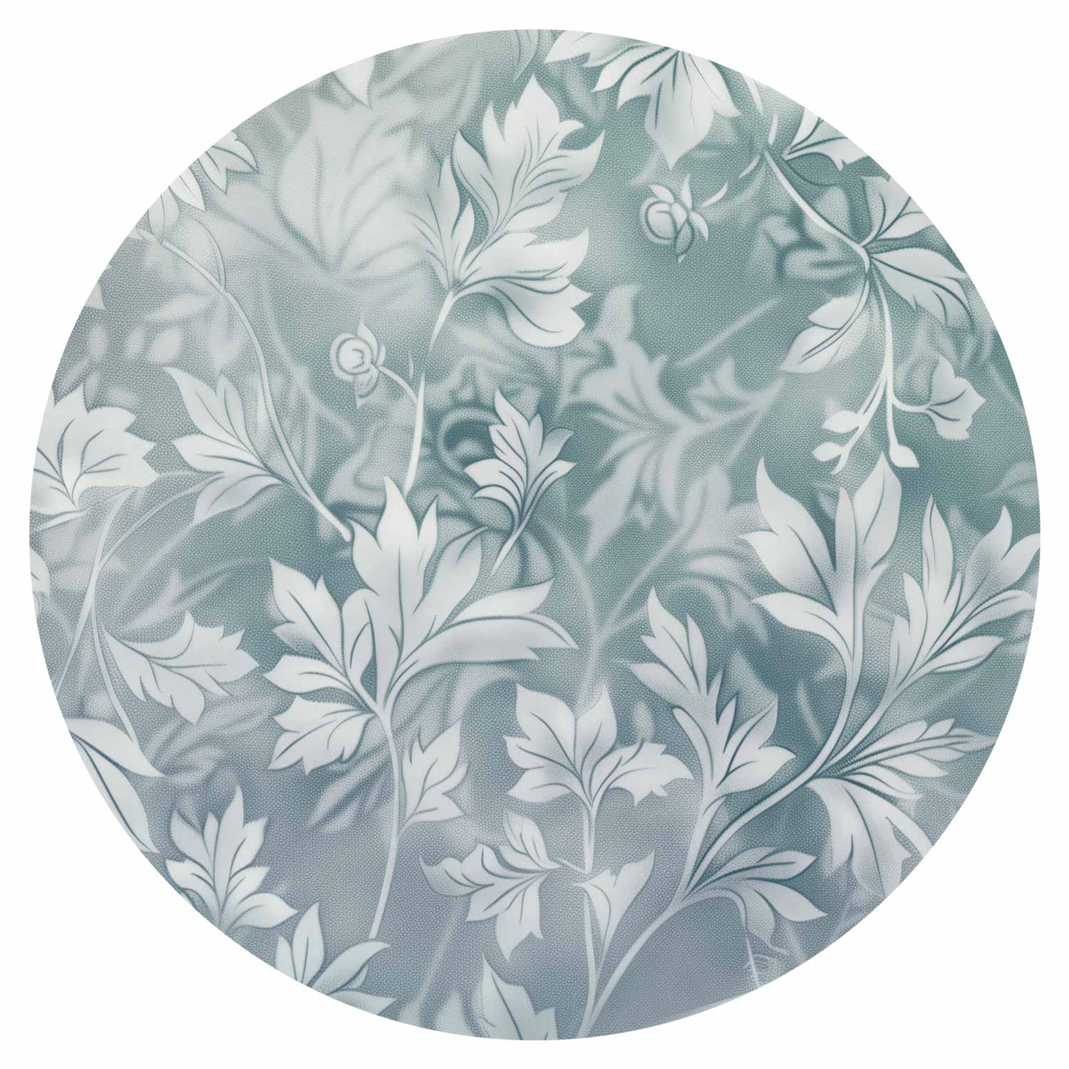 Round Wall Mural - Distressed Floral Patterns In Muted Turquoises