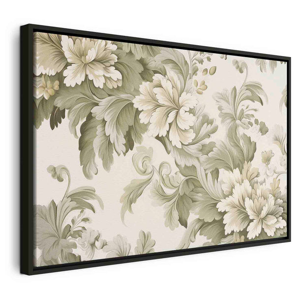 Floating Framed Canvas Art - Retro Vintage Flowers