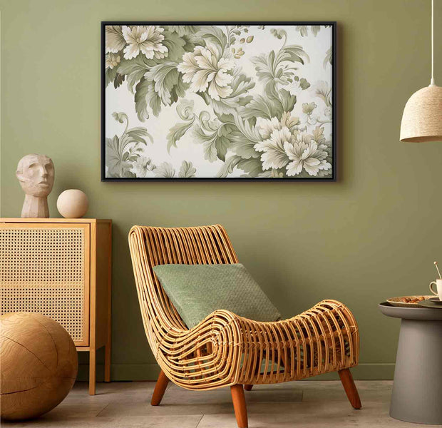Floating Framed Canvas Art - Retro Vintage Flowers