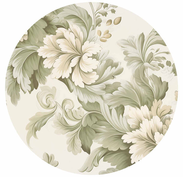 Round Wall Mural - Vintage Flowers In Bright Colours