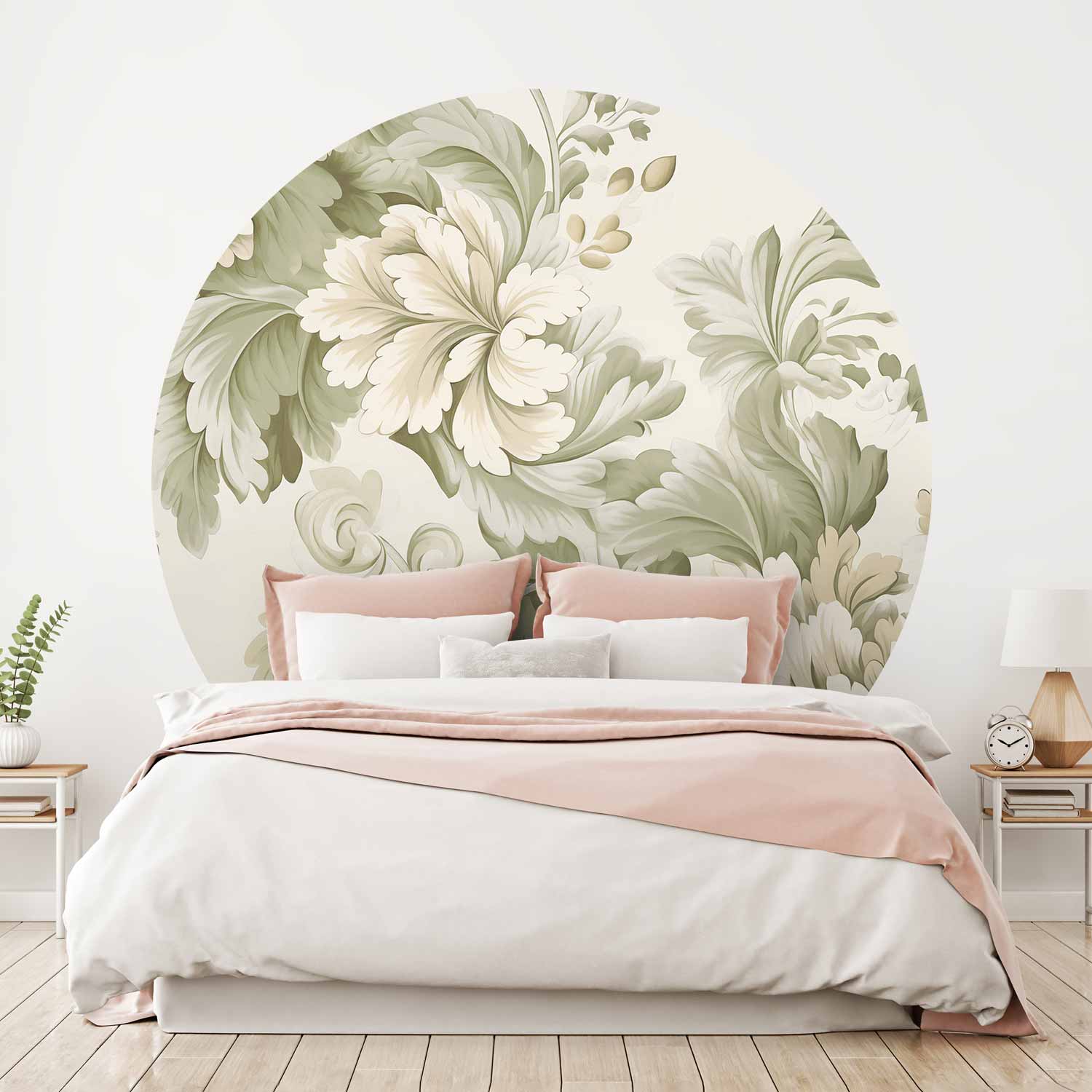 Round Wall Mural - Vintage Flowers In Bright Colours