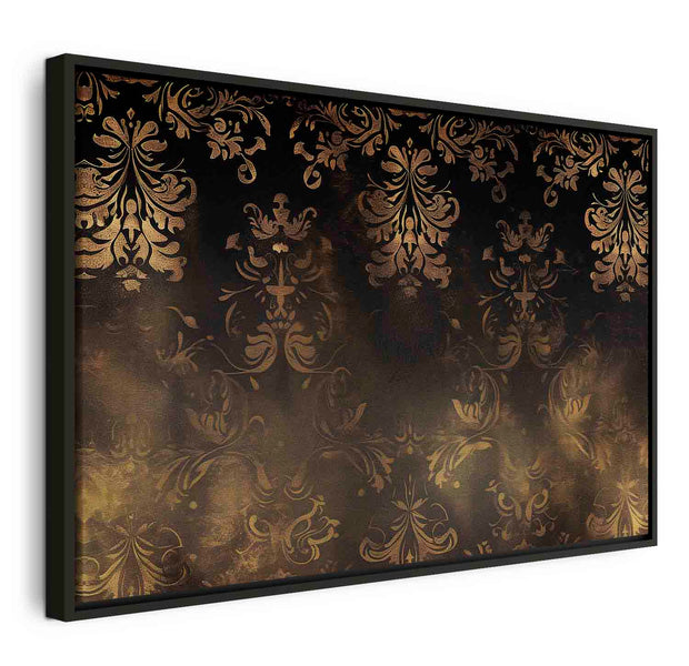 Floating Framed Canvas Art - Gold and Brown Retro Motif