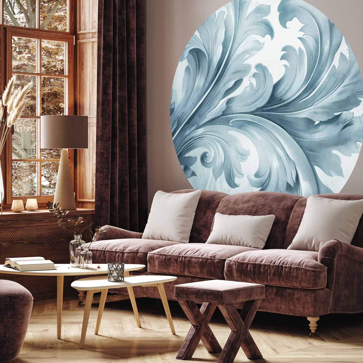 Round Wall Mural - Stone Ornament In Baroque Style