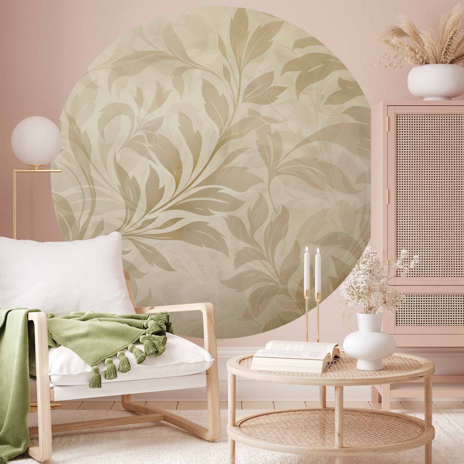 Round Wall Mural - Sand Leaves And Vines