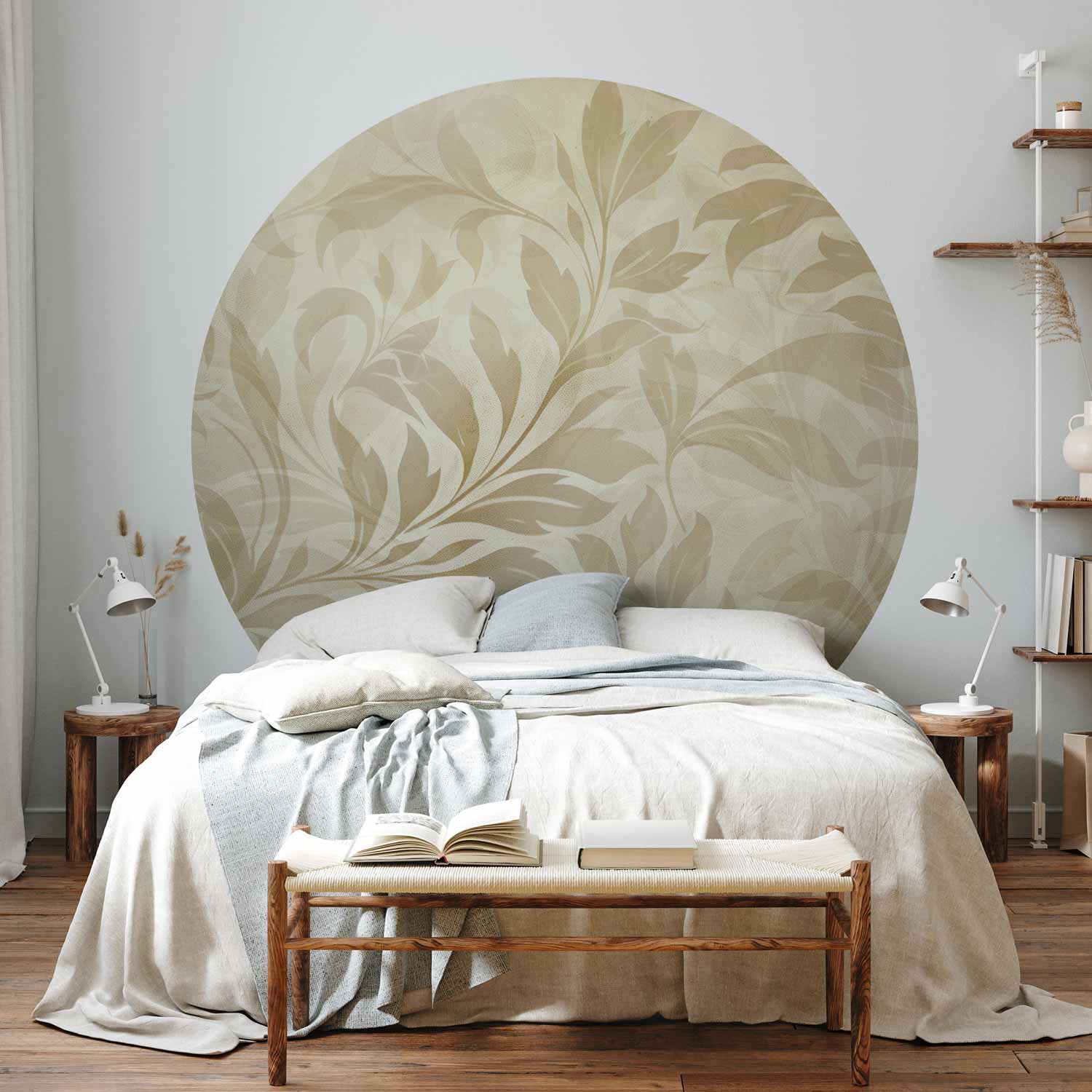 Round Wall Mural - Sand Leaves And Vines