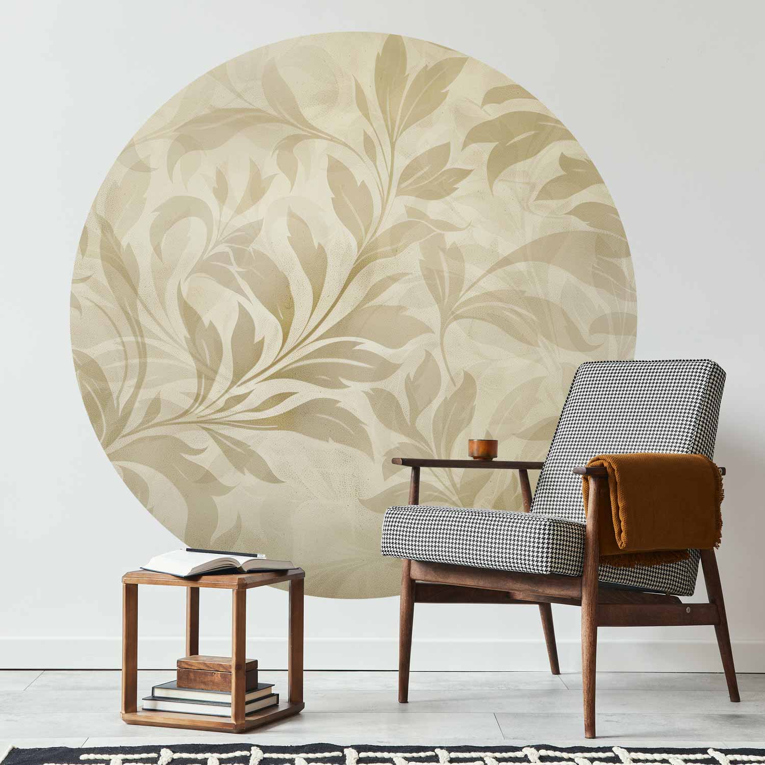 Round Wall Mural - Sand Leaves And Vines