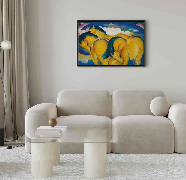 Floating Framed Canvas Art - Little Yellow Horses - Franz Marc
