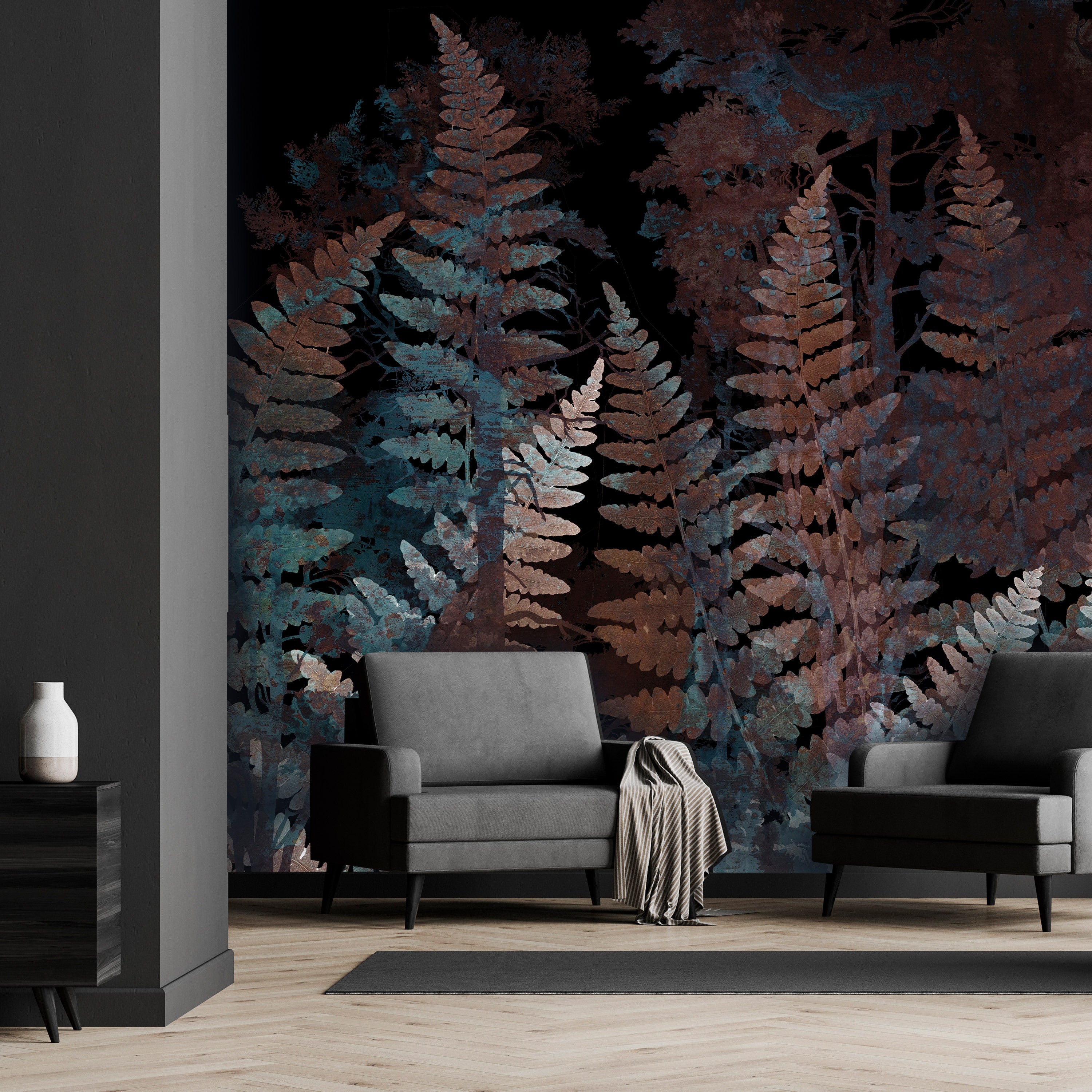 Botanical Wallpaper Wall Mural - Ferns in the Woods