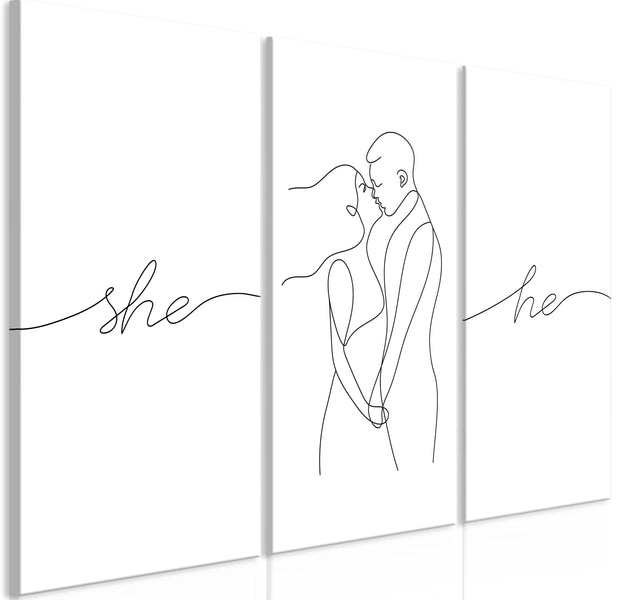 Abstract Canvas Wall Art - Line Of Love - 3 Pieces