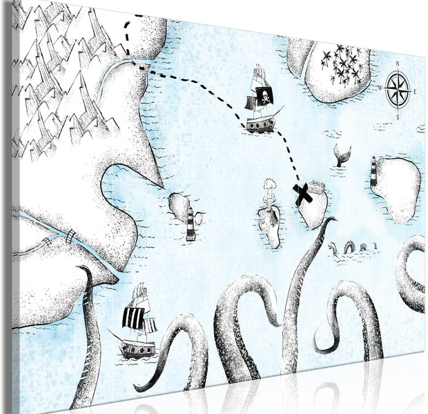 Cartoon Canvas Wall Art - Treasure Map