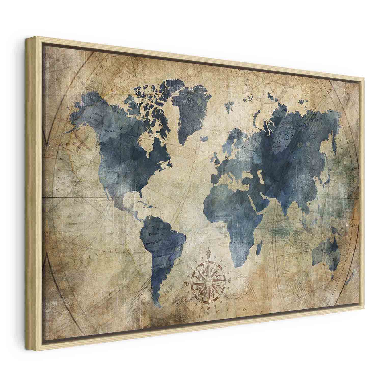 Floating Framed Canvas Art - Retro Map