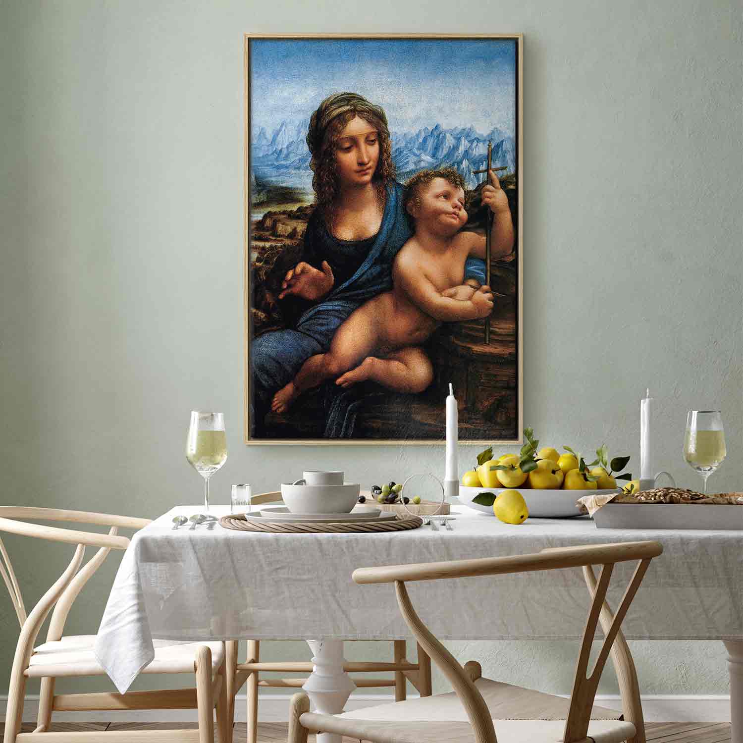 Floating Framed Canvas Art - Madonna With a Distaff - Leonardo da Vinci