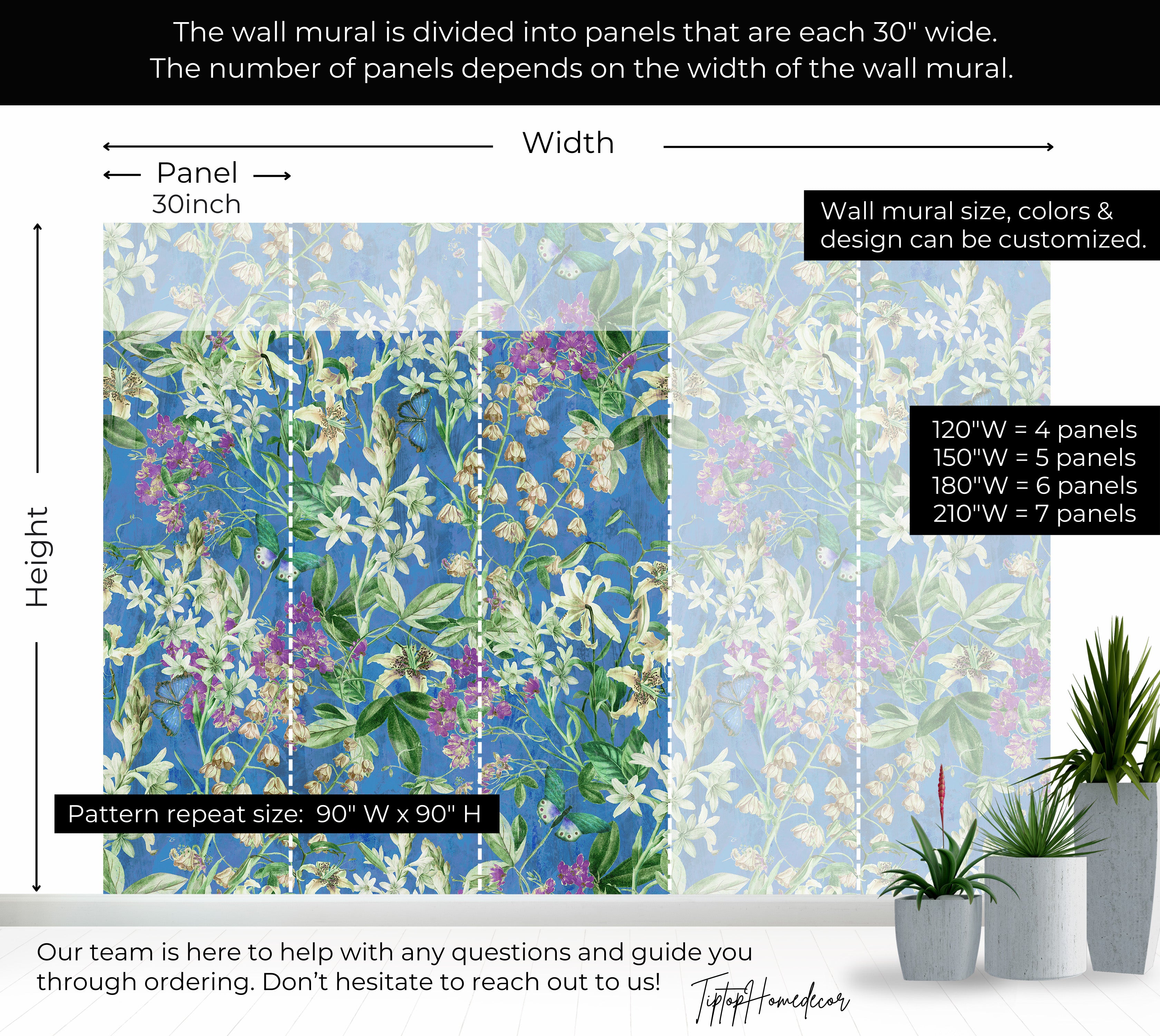 Premium Wallpaper Wall Mural - Spring Garden Blue