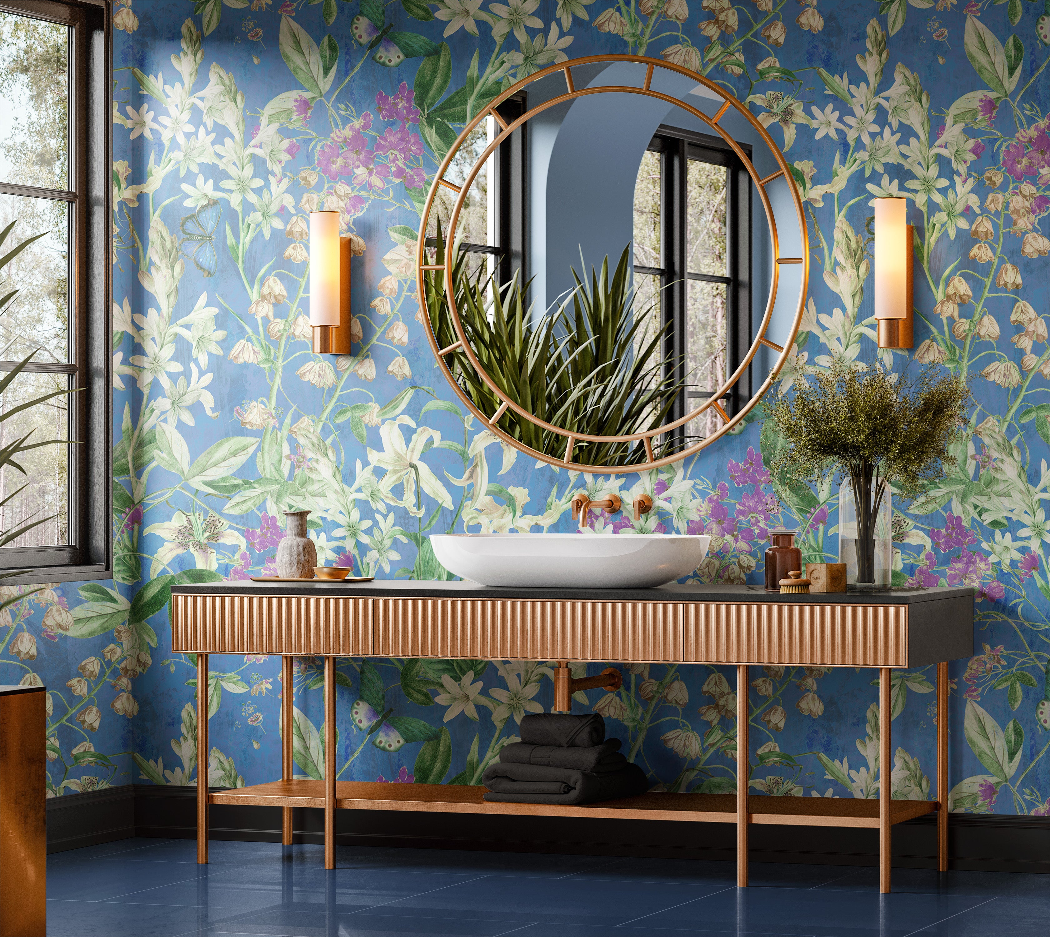 Premium Wallpaper Wall Mural - Spring Garden Blue